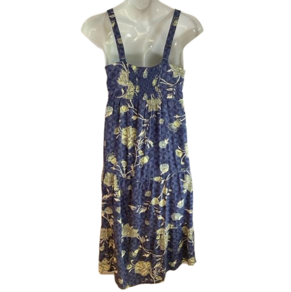 Sonoma Blue Geo Print Green and Cream Tiered Linen Blend Midi Dress  SKU0678 - Picture 7 of 9